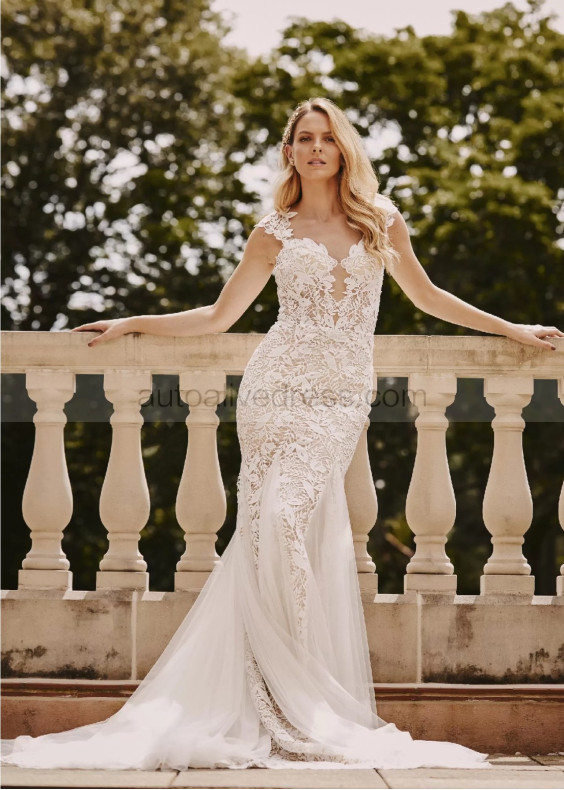 Cap Sleeves Ivory Lace Tulle Anniversary Wedding Dress Cap Sleeves Ivory Lace Tulle Anniversary Wedding Dress